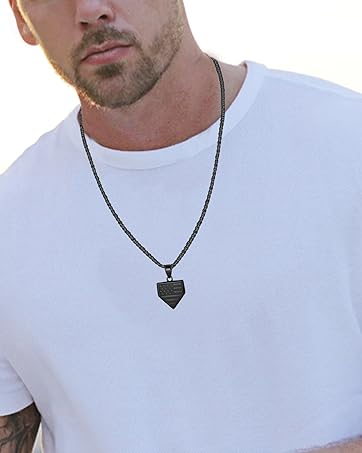 Soccer Cross Necklace for Men Inspirational Bible Verse Cross Pendant Stainless Steel Chain 22+2 inch Soccer Sports Jewelry Football Gift for Men