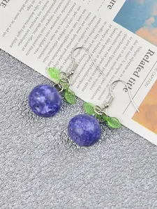 Rustic Style 3D Blueberry Earrings, Fun Girl Heart Sweet Fruit Pendant, Wholesale Jewelry, Trendy Accessories for Women