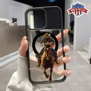 Magnetic Case for iPhone 15 Pro 16 16e 14 Plus 13 12 Mini 11 Promax X XS Max XR XSMax Runaway Horse Transparent Acrylic Scratch-resistant skin-friendly feel Smartphone Cover for Boy
