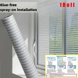 3D Striped Static Adhesive Window Film, Privacy Frosted Window Sticker, Self-Adhesive Insulating Glass Film, Sunscreen for Home Office Windows