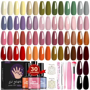 LIMEGIRL 37 PCS*8ML 30 Color Set Series New Nail ArtMacaron Color Avocado Green and Other Nail Gel 10Color Set High Saturation Nail Polish Glossy and BrightFashion Led Gel Firm Salon Quality Nail Art DIY FemaleHoliday Gift