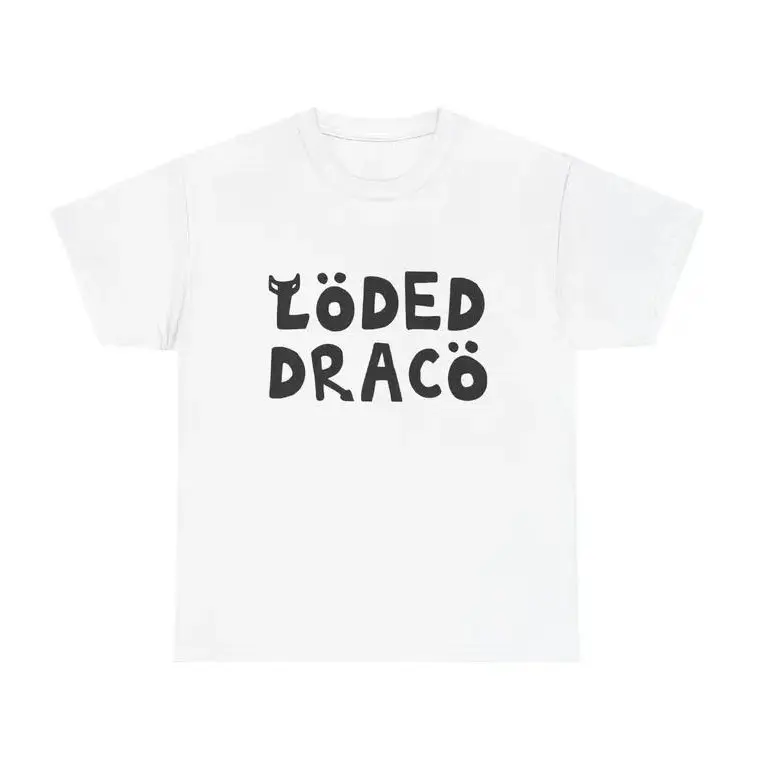 Men's Retro Streetwear Heavy Cotton T-Shirt - Loded Draco Graphic Print, Unisex Boxy Fit, Round Neck, Distressed Digital Art, Drape, Breathable, Funny Meme Fan Gift, XL