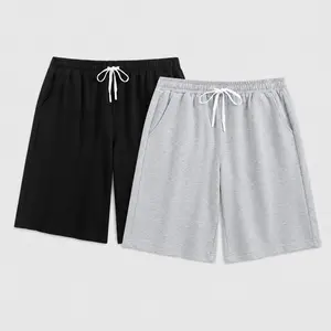 2-Pack Cotton Lounge Shorts, 100% Cotton，Soft & Comfy Everyday Wear, Elastic Waist Casual Sweat Shorts for Summer, Running & Streetwear