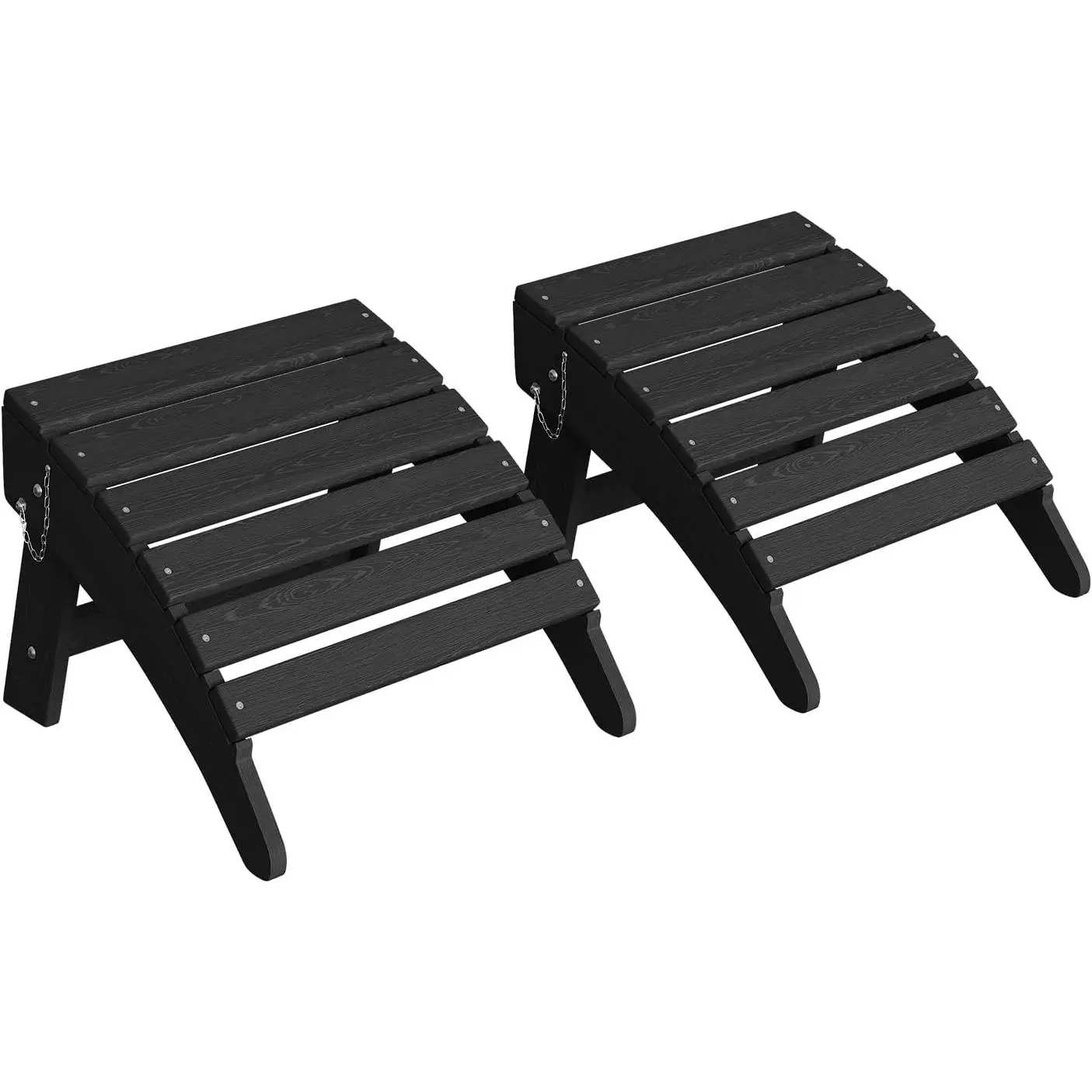GARVEE Folding Adirondack Ottoman Set of 2, HDPE Outdoor Footrest for Adirondack Chair, All-Weather Resistant for Deck Backyard Patio Outside Poolside Porch Lawn - Black