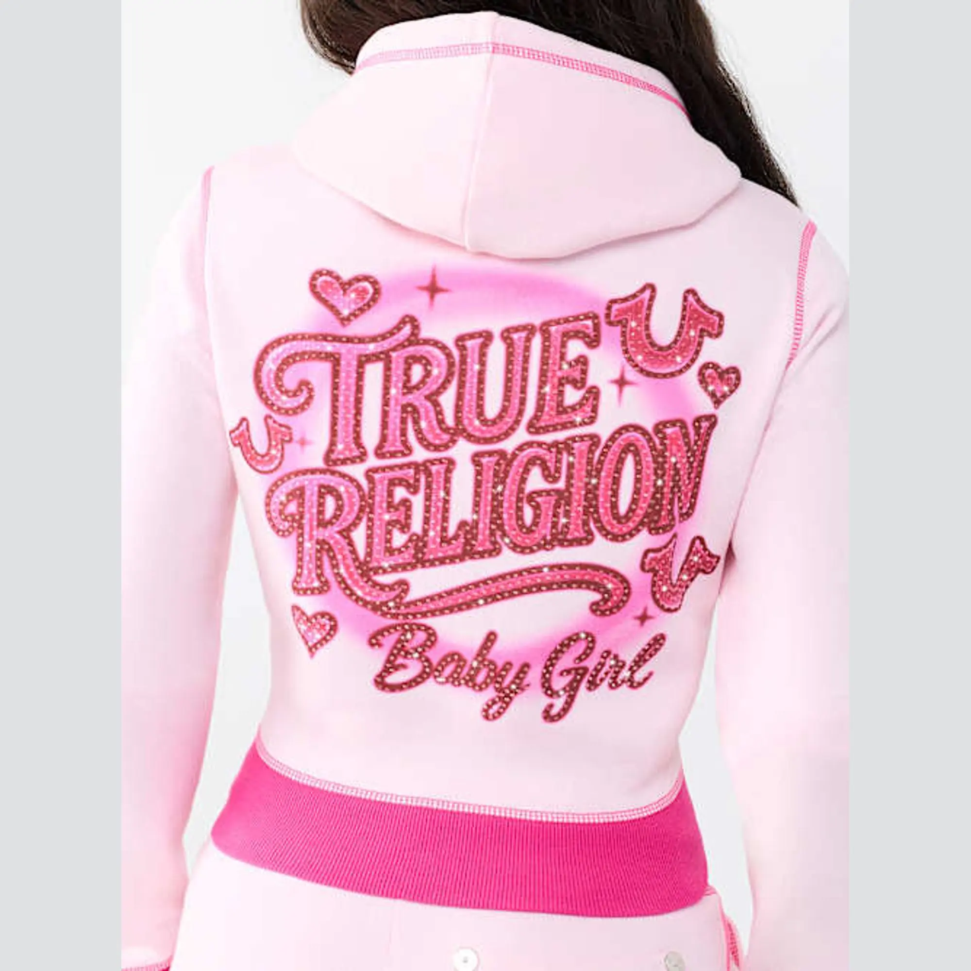 True Religion Women's Airbrush Crush Shrunken Hoodie