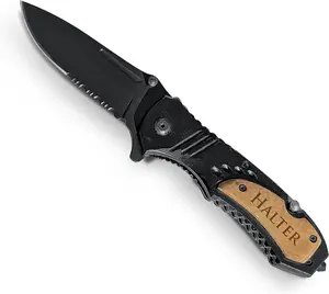 Engraved Folding Utility Tool for Men Personalized Pocket Gift for Groomsmen Father’s Day & Special Occasions Black Compact Durable Design