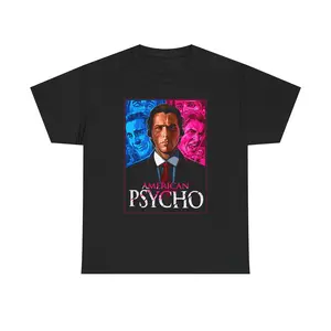 Vintage American Psycho Halloween Unisex Heavy Cotton Tee, Scary Horror Movie Graphic Shirt, Retro 80s Costume Top, Classic Cult Film