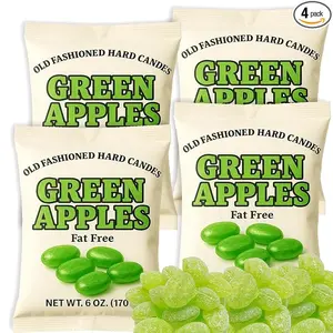 Green Apple Old Fashioned Hard Candy 4 Bags 6 oz Each Fat Free Classic Tart Sweet Candy Net Wt 170g