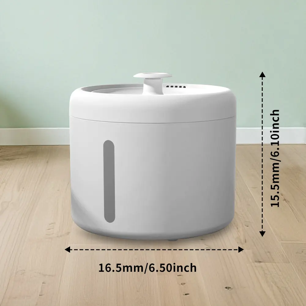 Round Automatic Circulating Cat Water Fountain, Low Noise Pet Drinking Dispenser with Visible Water Level Window, Removable Easy Clean Design Water Bowl for Cats Small Dogs & Kittens