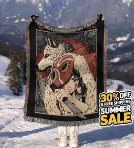 Anime Hand Woven Cozy Blanket | Manga Tapestry Throw | Suitable As Snuggle Blanket Or Woven Wall Hanging Woven Blanket Woven Blanket