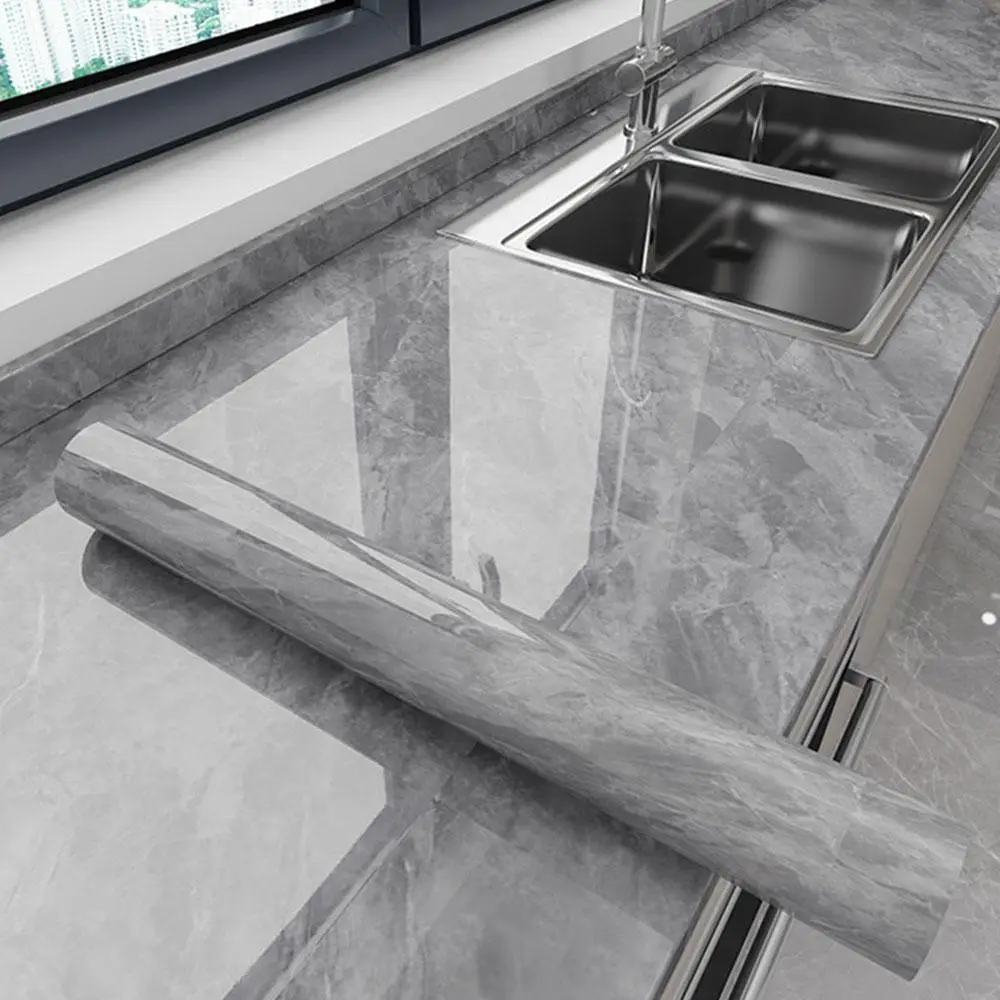 Marble Aesthetics Self-adhesive Wall Stickers, Waterproof and Oil-proof Thicken Removable Marble Film Wallpaper, Easy Peel & Stick Kitchen Stickers, I