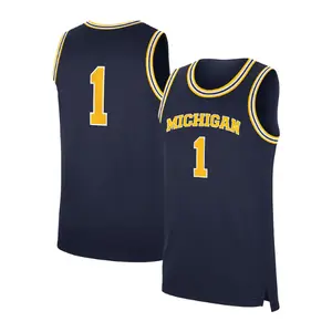 Unisex Basketball Team Michigan Wolverines Road Replica Basketball Jersey - Navy (Full Logo)