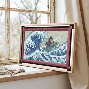 Terraria Paintings Posters Great Wave Game Poster Pixel Art Canvas Painting Black Frame Wall Decor Art Gift 12x18 16x24 24x36 Inches Flexible Size Style