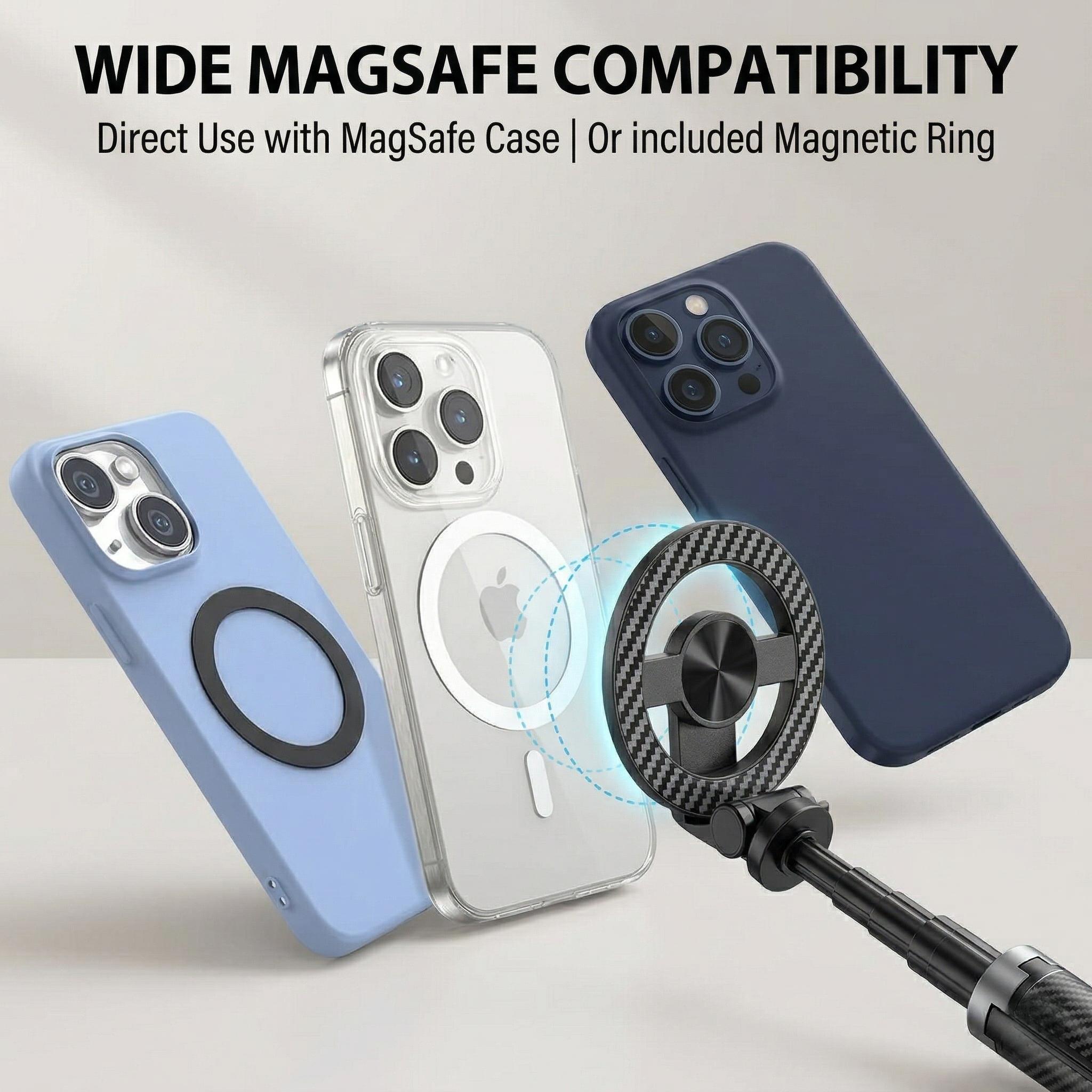 5-in-1 Magnetic Selfie Stick with Remote for Cell Phone 360° Rotation.Can Transforms into Mini Tripod/Camera Grip/Handheld Stabilizer/Phone Stand.Extend to 25 inches