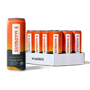 Marquis Mango Ginger 12-Pack - Sugar-Free Natural Energy Beverages with Vitamins & Antioxidants - Healthy & Refreshing Energy Drinks Nata Sport