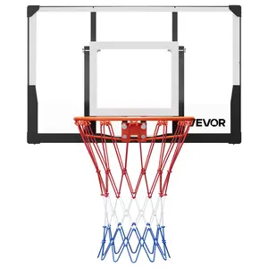 【fathersdaygift】VEVOR Wall Mount Basketball Hoop 44-inch PC Backboard with Solid Steel 0.08 inch Thickened Backboard & Woven Nylon Net for Indoor & Outdoor Use