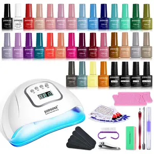 JODSONE Same Color Same Bottle 32 Colors Gel Nail Polish Set  UV Light Included | Soak Off Glitter/Matte Base Top Coat | Salon Home DIY