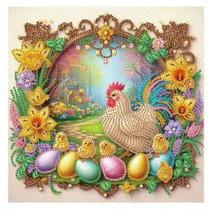 Easter Chick Pattern DIY Diamond Arts Colorful Painting Kit without Frame, 5D Special Shape Diamond Handmade Mosaic Art Kit for Adults, DIY Diamonds Paintings Art for Home Wall Decor Gift, Diamond Painting Kits