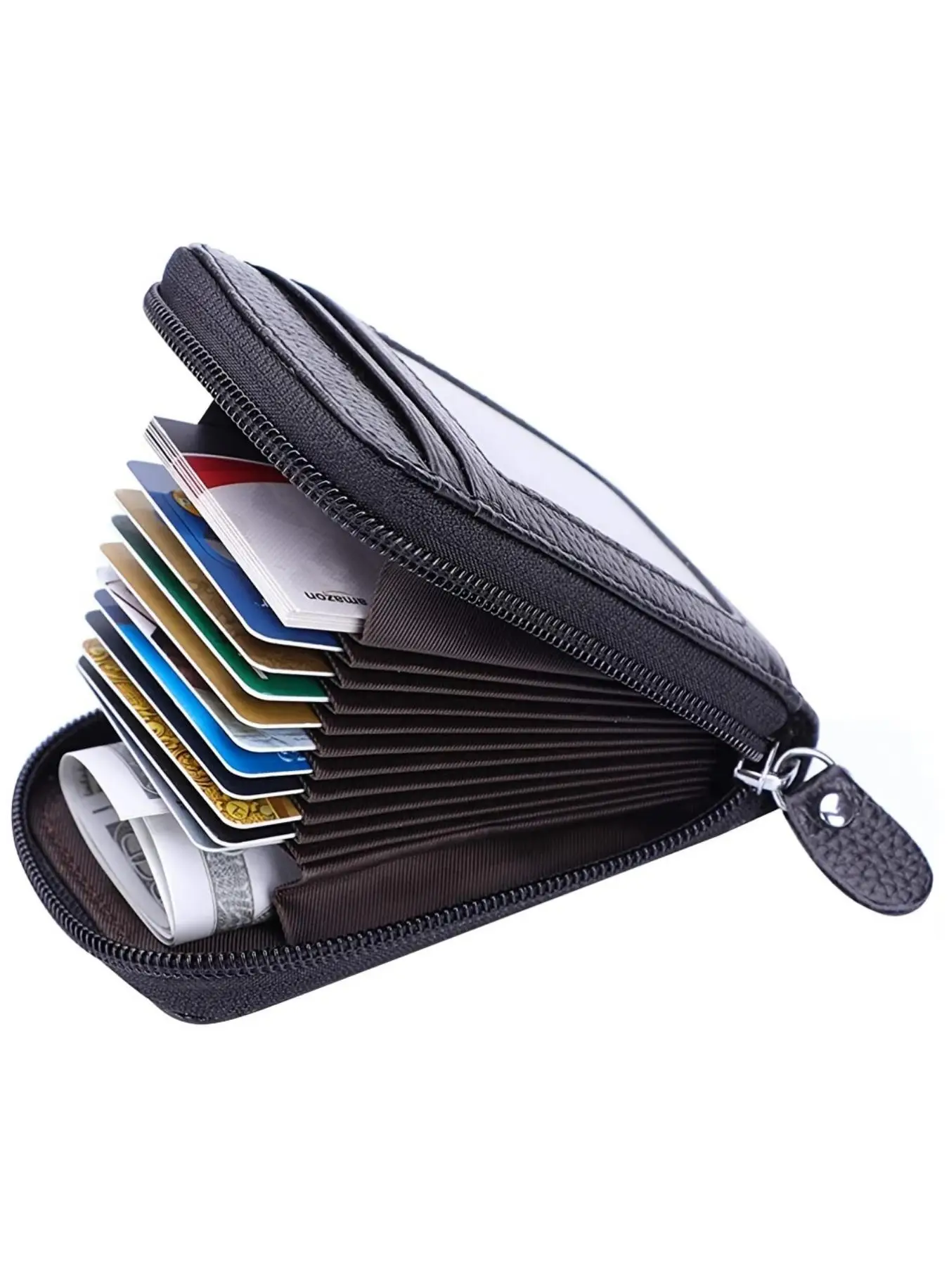 National Day Offers Men's Business Wallet with Card Slots, Black Plain Credit Card Holder with Zipper, Casual Trendy Wallet for Work & Daily Use