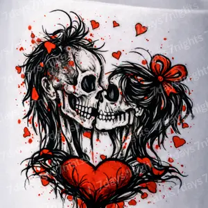 Eternal Love Skull Mug – Gothic Heart Couple Design (11oz)