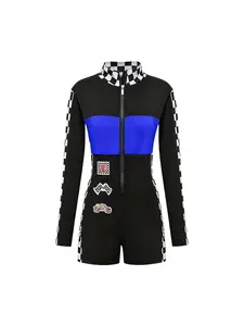 Party Photo Booth Props 1pcs S-XXL Women's Racing Suit One-piece Locomotive Suit Cosplay Costume Football Cheerleading Suit