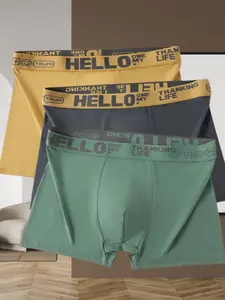 Hello Life Men's 3-Pack Briefs, Breathable Skin-Friendly Underwear, Elastic Waistband Anti-Rolling Friction-Free Casual Trunks