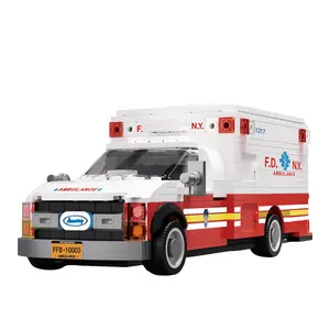 660PCS American Ambulance Simulation Building Blocks Set City Rescue Vehicle Model Puzzle Toy Educational Toy Holiday Gift Creative Construction Block Desktop Decoration Ornament Perfect Gift for Friends and Lovers