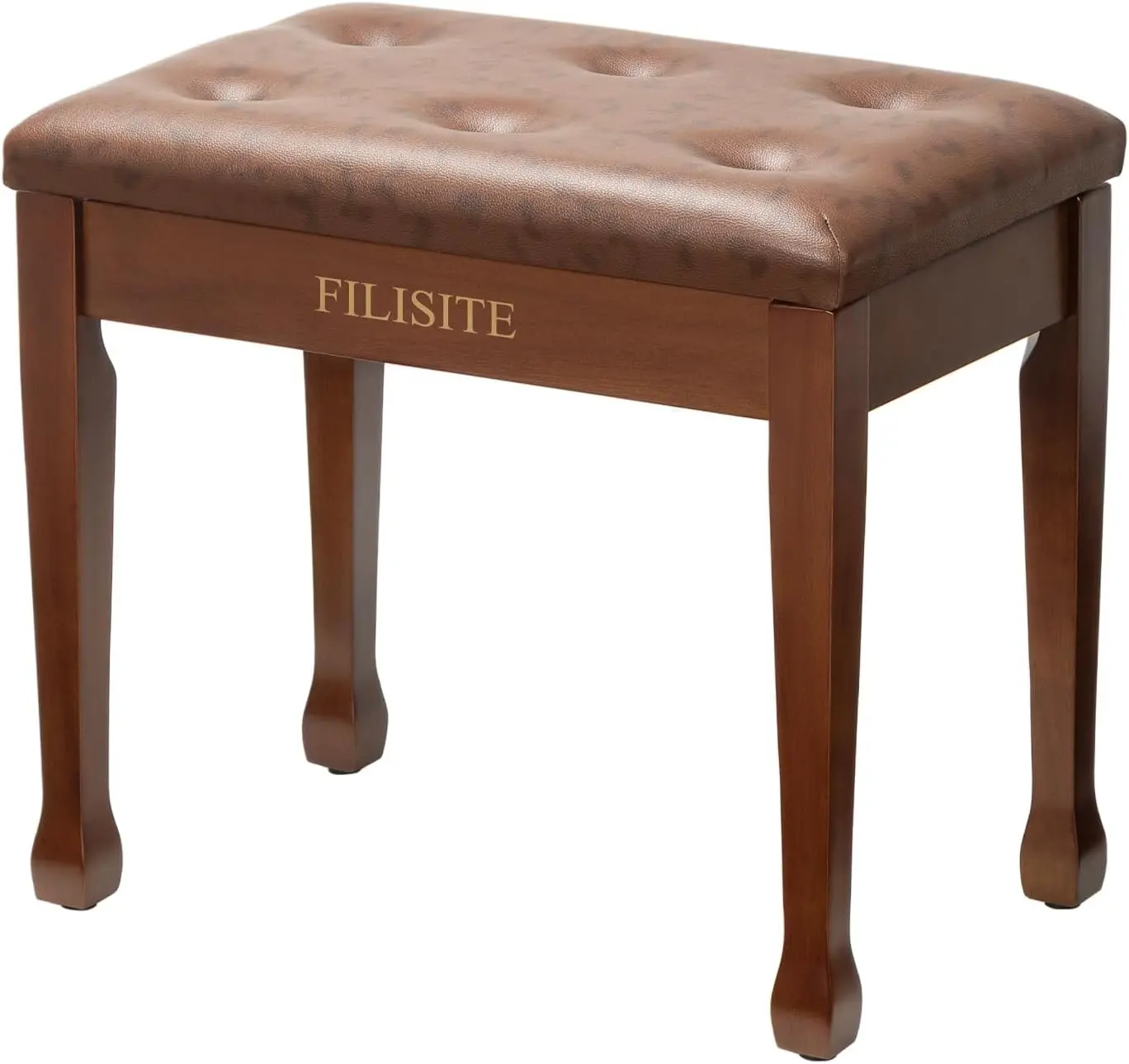 Wooden Piano Bench with Storage, Piano Stool with Waterproof Padded Cushion, Bench Seat for Vanity, Living Room, Bedroom (Wood)