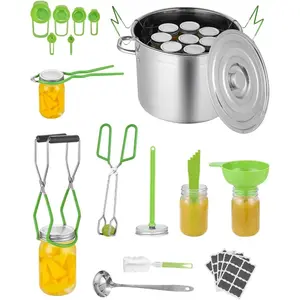 VEVOR Canning Supplies Starter Kit, 9 Pieces Stainless Steel Water Bath Canning Kit for Beginners, Canning Tools Set: Rack, Ladle, Measuring Spoon, Funnel, Tongs, Jar Lifter, Jar WrenchVEVOR Super Brand Day