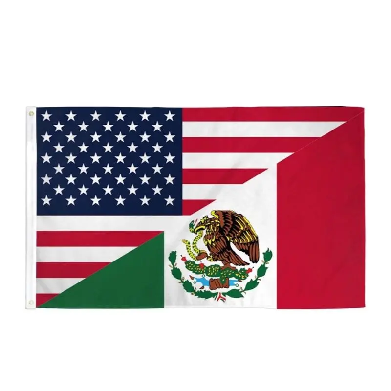3x5 ft Mexico-United States Friendship Flag, Colorful Mexican Style Tapestry, Fade-Resistant Decorative Banner, Hanging Decor Backdrop Decoration for Home, Gifting Option, Mexican Themed Decorations