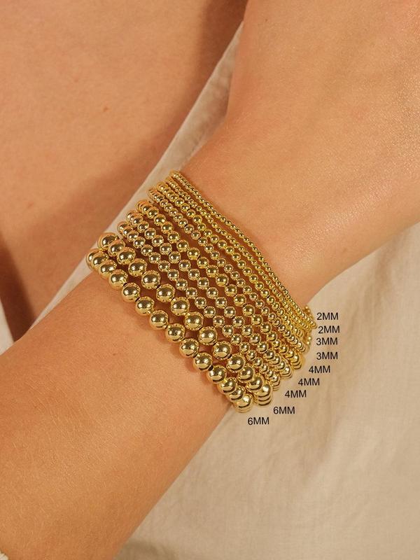 Sterling Forever 14K Gold Beaded Stretch Bracelet Set for Women – Stackable Elastic Bracelets in Mixed Bead Sizes – One Size Fits Most Sterling Forever 14K Gold Beaded Stretch Bracelet Set for Women – Stackable Elastic Bracelets in Mixed Bead Sizes – One Size Fits Most