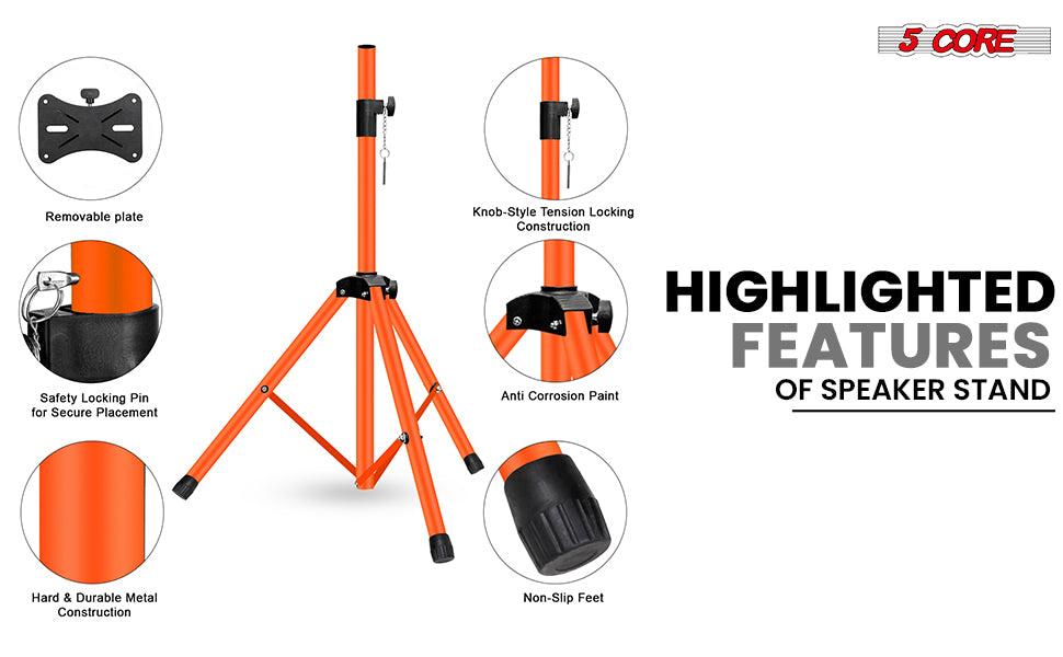 5 Core Speaker Stand Tripod Pair Heavy Duty Adjustable 54" Universal Mount for PA DJ Studio w Bag 5 Core Speaker Stand Tripod Pair Heavy Duty Adjustable 54" Universal Mount for PA DJ Studio w Bag