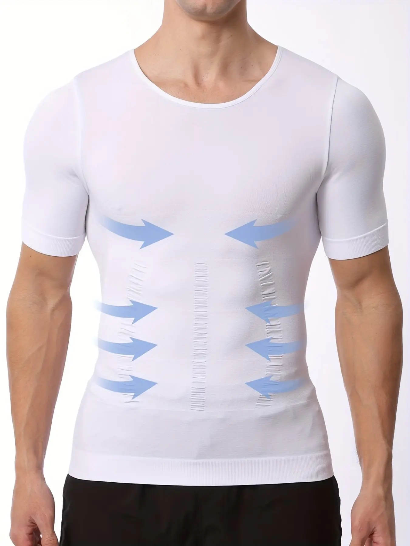 1 Count Men's Tummy Control, Waist Compression & Chest Binder Shaping Shirts, Workout Shapewear, Stretchable Cooling Breathable, Comfort Fit Seamless Compression, Perfect for Daily Casual Wear & Gym Fitness