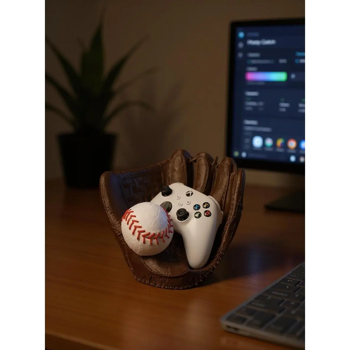 Durable 3D Printed Controller Stand - Baseball Theme Glove Shape Home Organizer - Custom Gift for Xbox, PlayStation Gamers