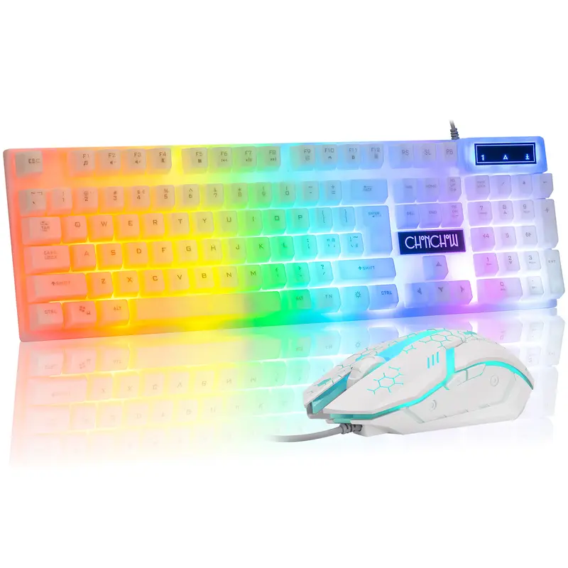 CHONCHOW Wired Gaming Keyboard and Mouse Combo - RGB Lighting Keyboard, 104-Key Color Backlight, 7-Color RGB Mouse with PTFE Glide, Ergonomic High-Performance Gamer Stuff for PC, Laptops, Consoles, Work