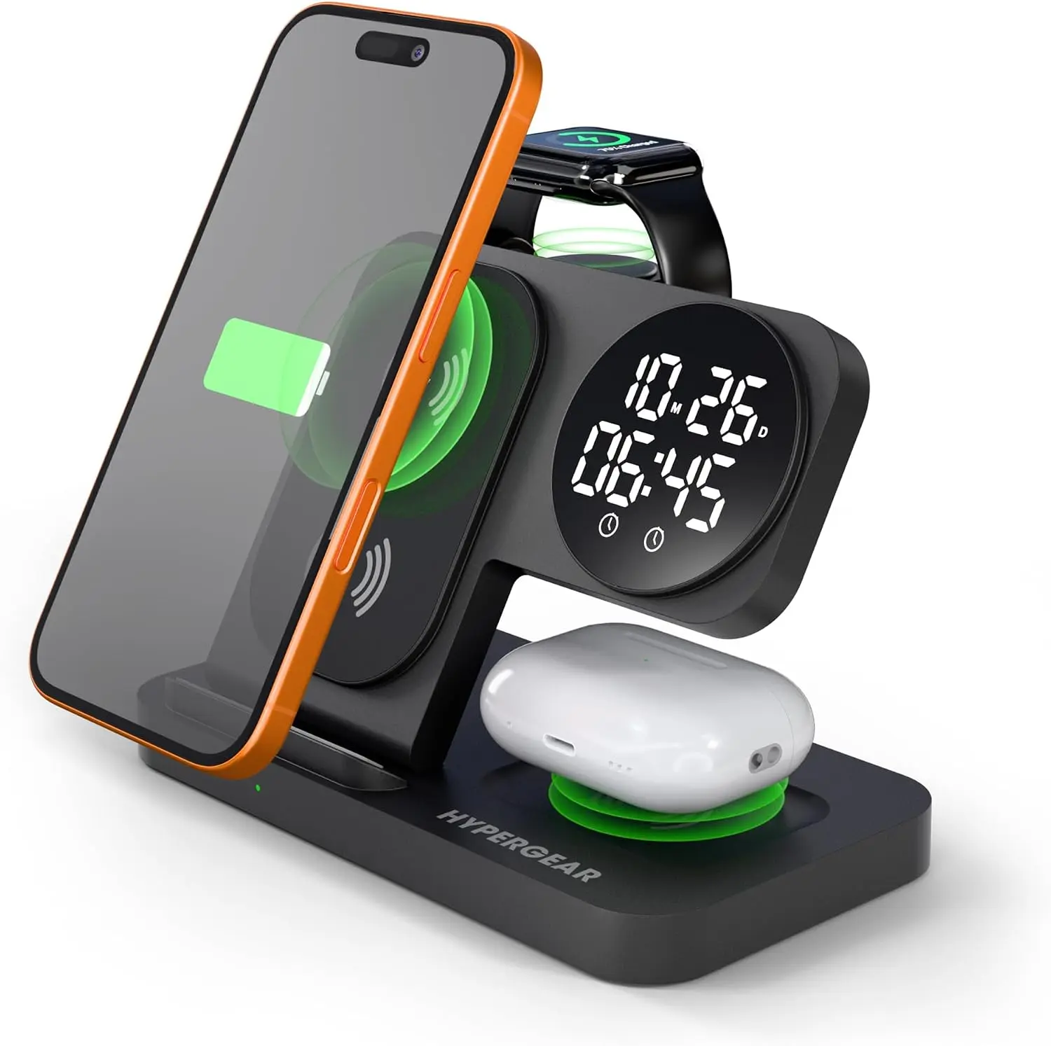 15W Wireless Fast Charging Stand Magsafe Phone Charger Dock Folds Flat into a Charging Pad for AirPods & Earbuds Universal for iPhone, Samsung + More