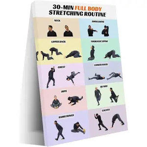Stretching Exercises Poster Fitness Poster (2) Wall Poster Art Canvas Printing Living Room Office Bedroom Aesthetic Poster 24x36inch(60x90cm) Frame-style