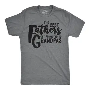 Mens Best Fathers Get Promoted to Grandpas Funny Family Relationship T shirt Mens Funny T Shirts Cool Vintage Fashion T-Shirt Gift Classic Menswear Dad Joke Apparel for Men Funny Grandpa Short Sleeve Novelty Dark Grey