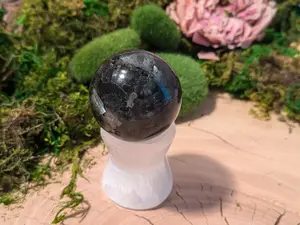 Flashy Larvikite Sphere Black Labradorite 45mm Polished Orb Healing Crystal Ball Mineral Specimen Natural Large Chakra Natural Meditation