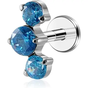 1 count 16G G23 Titanium Threadless Labret Studs Push-in Colorful CZ Labret Cluster Tragus Helix Conch Lobe Rook Cartilage Push  Sleeper   Earring Stud