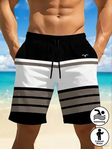 Men's Quick-Dry Swim Trunks, Bright and Geometric 3D Print, Casual Loose-Fitting Shorts for Beach Pool Gym Outdoor Activities