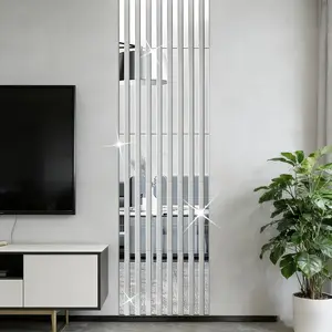 10 pieces of silver acrylic mirror wall stickers | 4x50cm self-adhesive waistline decorative strip, easy to install without holes, suitable for living rooms, bedrooms, ceiling frames, TV background walls, seamless decoration