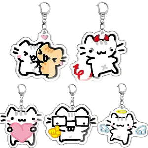 Funny Cat Memes Keychain Student Gift Bag Lanyard Women's Bag Pendant Keychain Cute Things Gift for Best Friends
