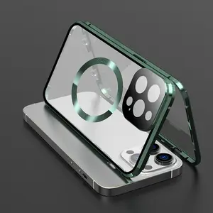Magnetic Glass Case Cover for iPhone 16/pro Max/15/14/13/12/11, Dual-Sided Magnetic Design, Durable & Stylish Protection