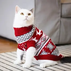 Cute Printed Cat Sweater, Warm Pet Knitted Jumper, Pet Clothes for Small Medium Large Dogs & Cats, Dog & Cat Clothing for Autumn Winter, Dog & Cat Supplies