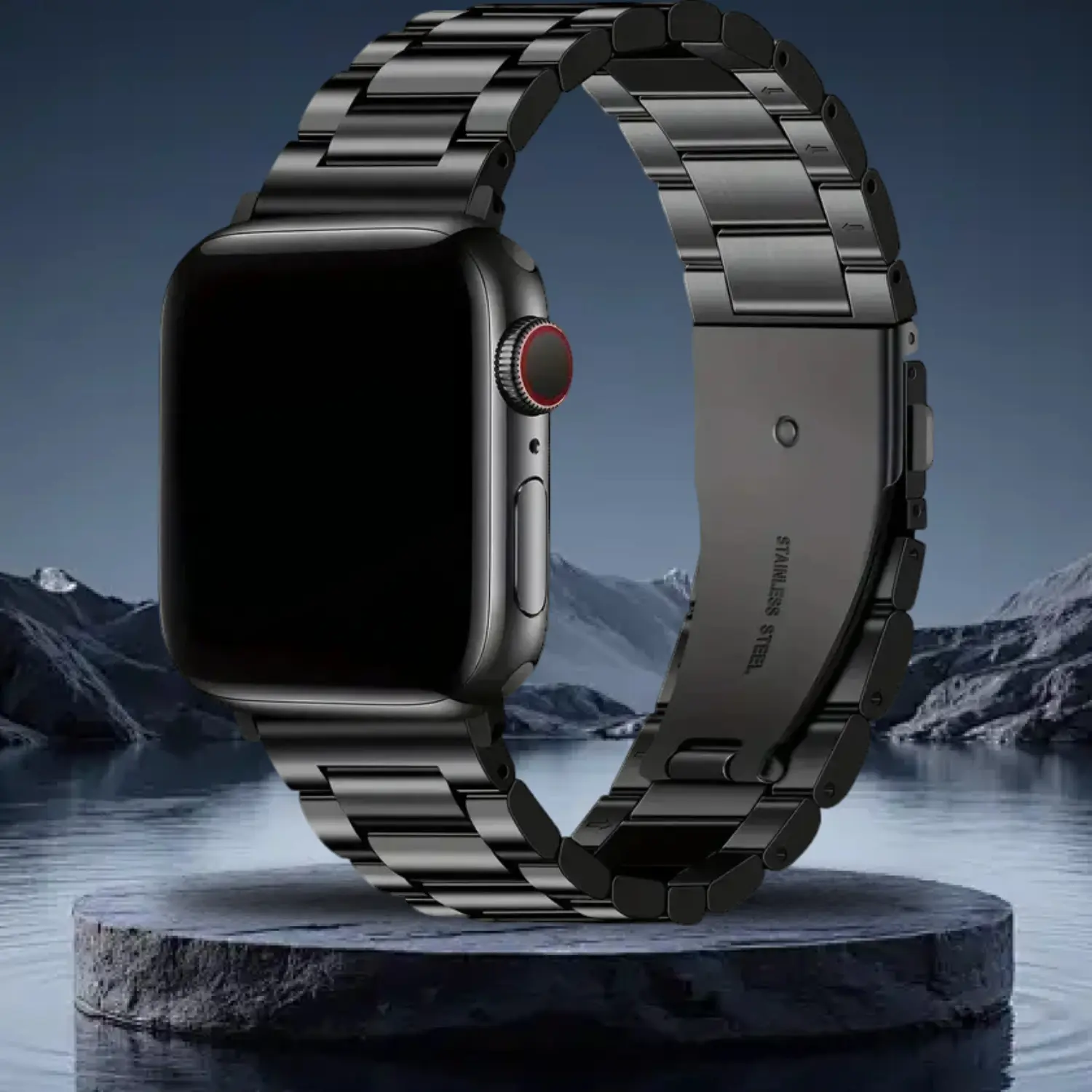 Stainless Steel Watch Band (Only Band), 1 Count Three-bead Folding Buckle Design Smart Watch Band with Adjustable Tool, Smartwatch Strap Compatible wi