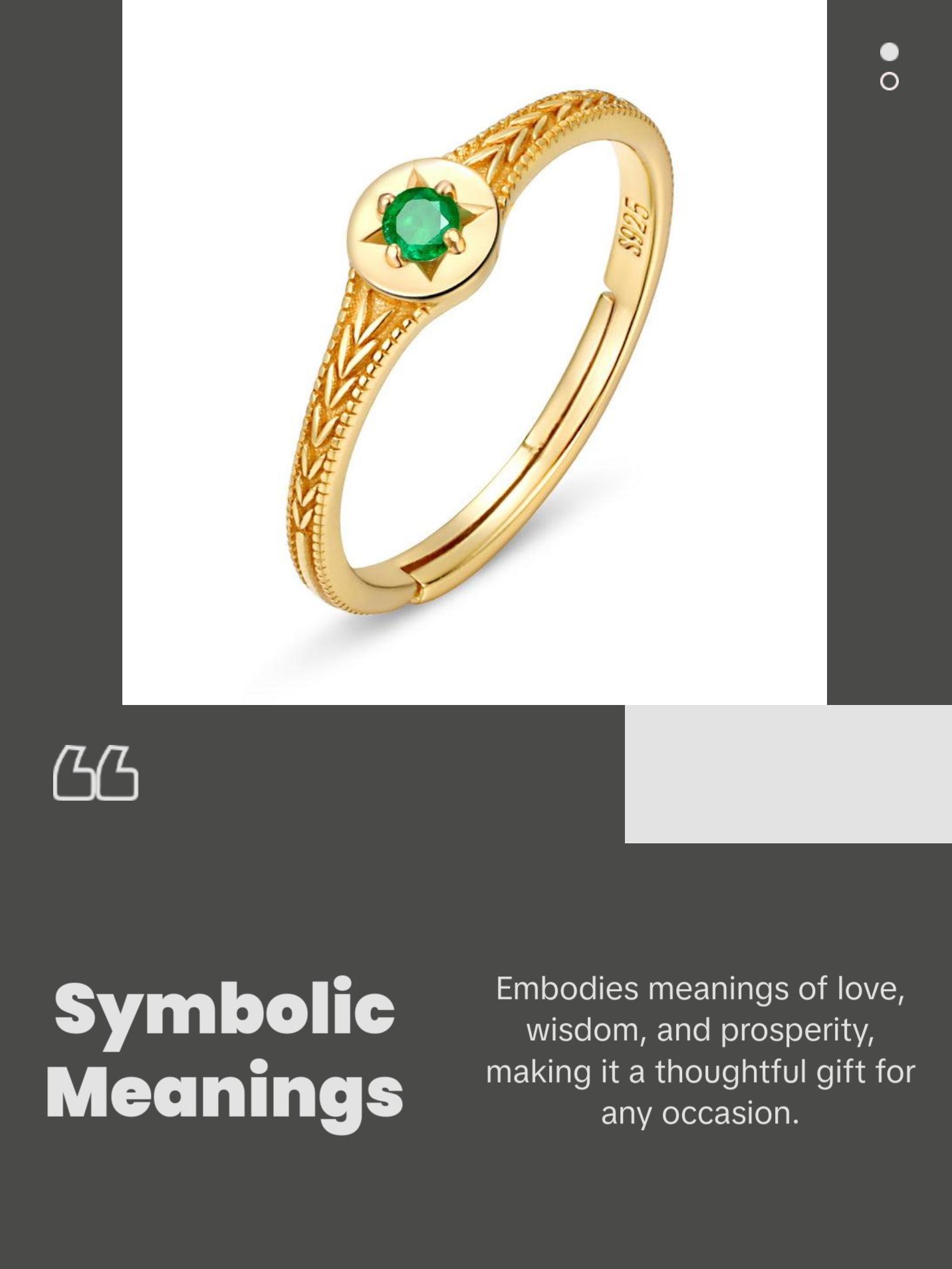 Emerald Sun Stamp Adjustable Ring