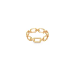 18K Gold Filled Paper Clip Ring Sparkly Accessory for Adults Size 6-10 US Trendy Fashion Jewelry 5mm Thick