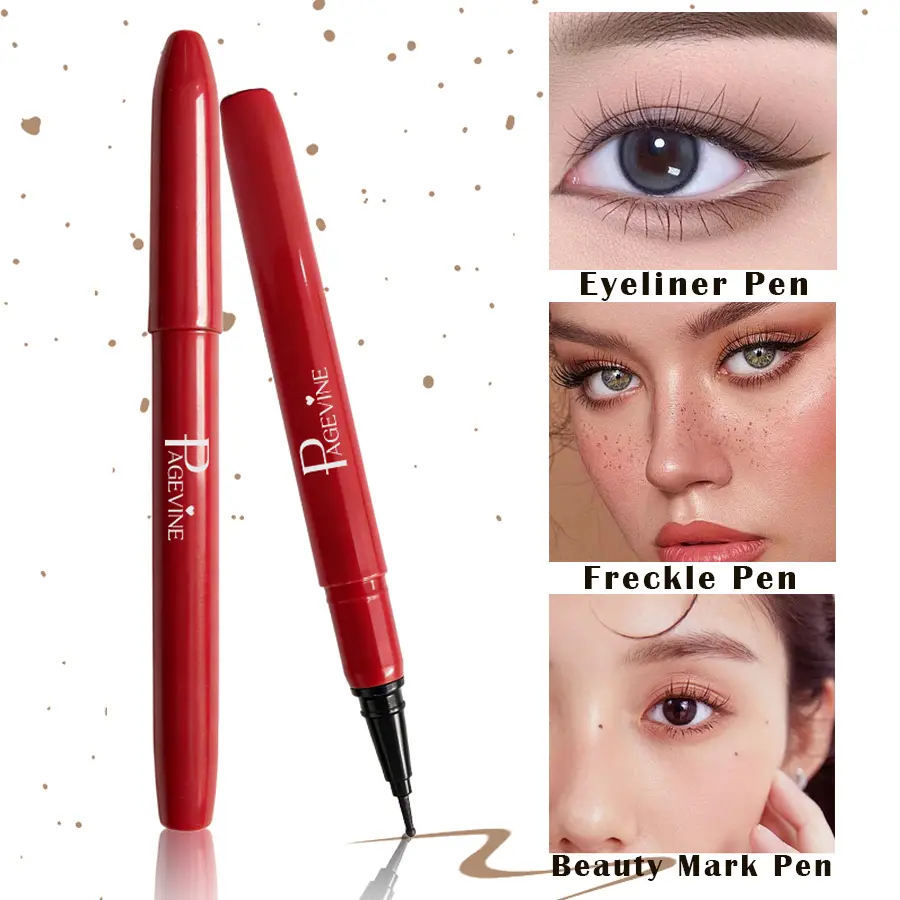 All-in-One Face Finisher Pen 3-in-1 Eyeliner Freckle Beauty Mark Pen Multi Use Face Detail Makeup Tool Natural Sun Kissed Clean Girl Aesthetic Beginner Friendly Daily Photo Ready Look Cosmetic Set