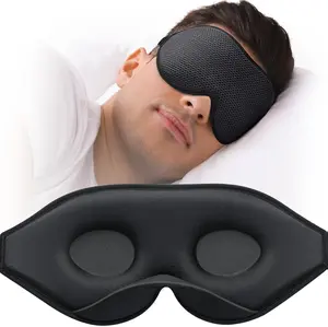 Sleep Mask for Side Sleeper, Eye Mask for Sleeping Women Men, 3D Contoured Cup No Eye Pressure 100% Light Blocking Sleeping Mask with Adjustable Strap Night Blindfold Flight, Travel, Nap, Black